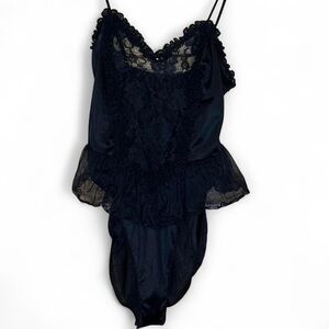 Elegant Goth Black Lace Bodysuit